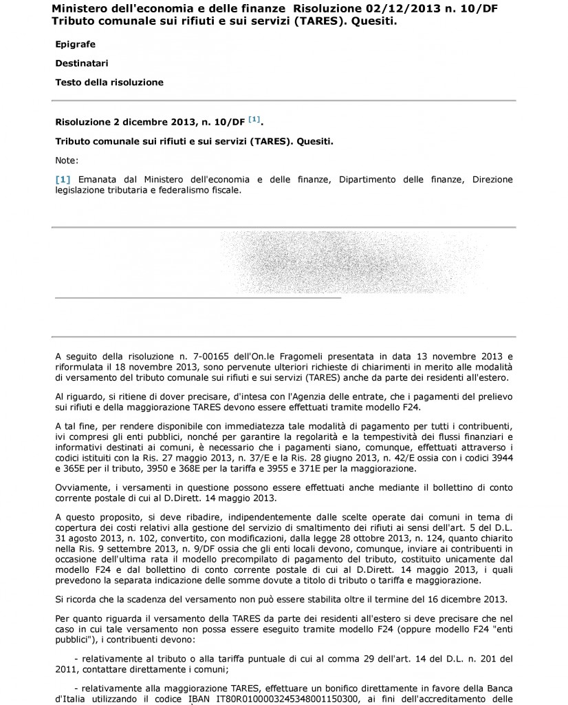 risoluzione mef 10 del 2 dicembre 2013 1