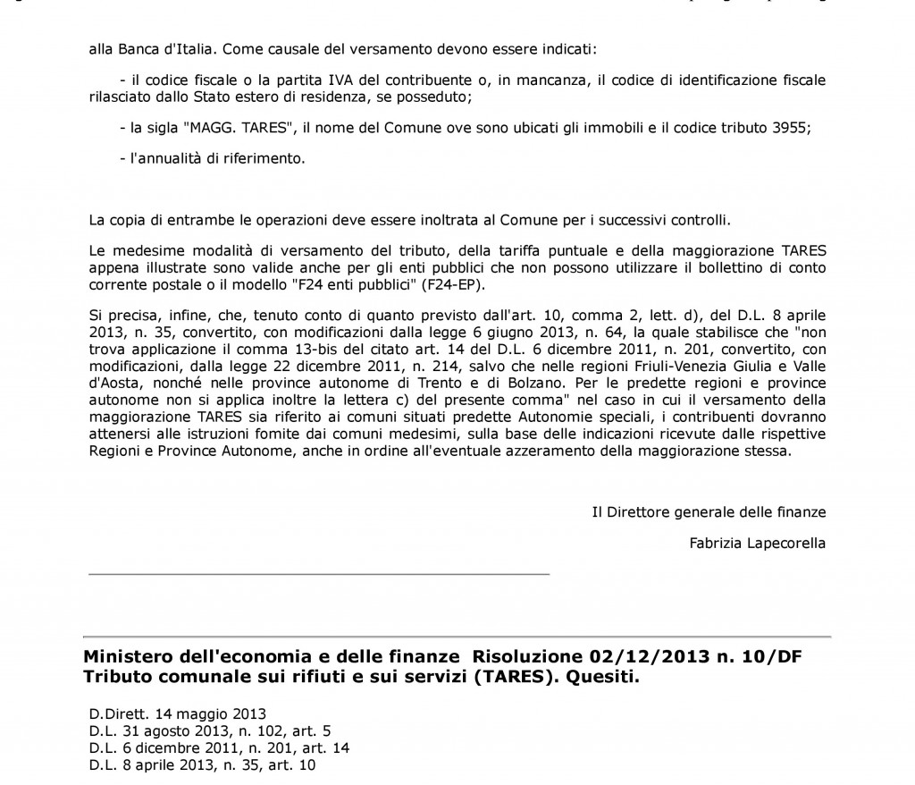 risoluzione mef 10 del 2 dicembre 2013 2