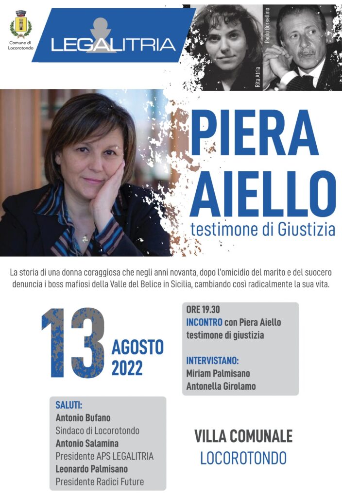 Piera Aiello ospite a Locorotondo