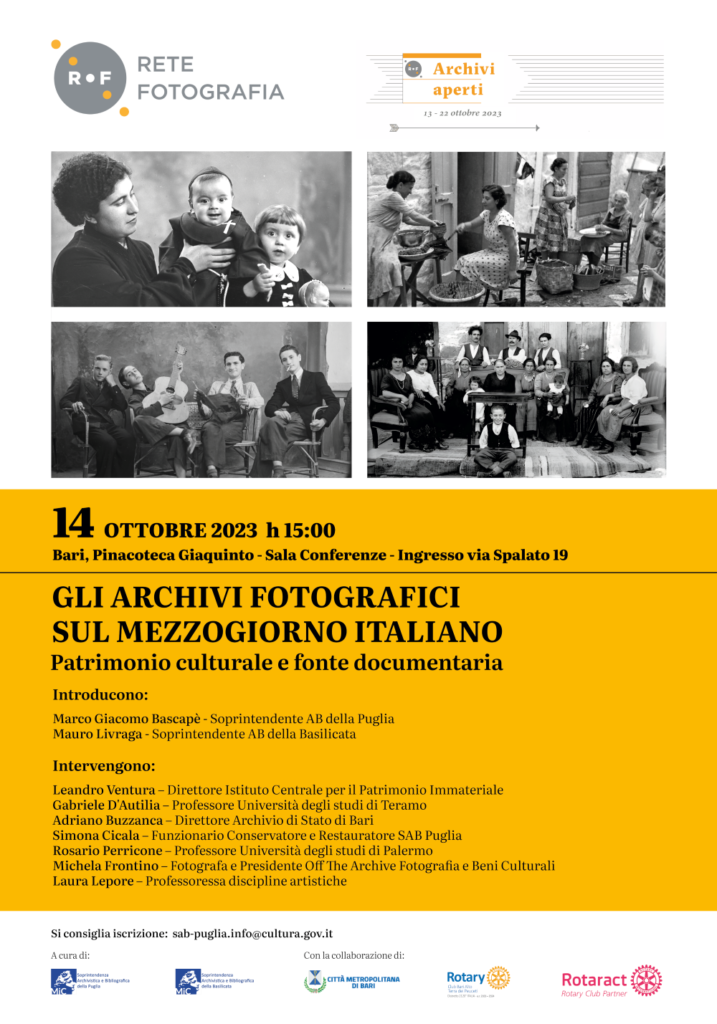 Locandina Archivi Fotografici Mezzogiorno Italiano 14 ottobre 2023