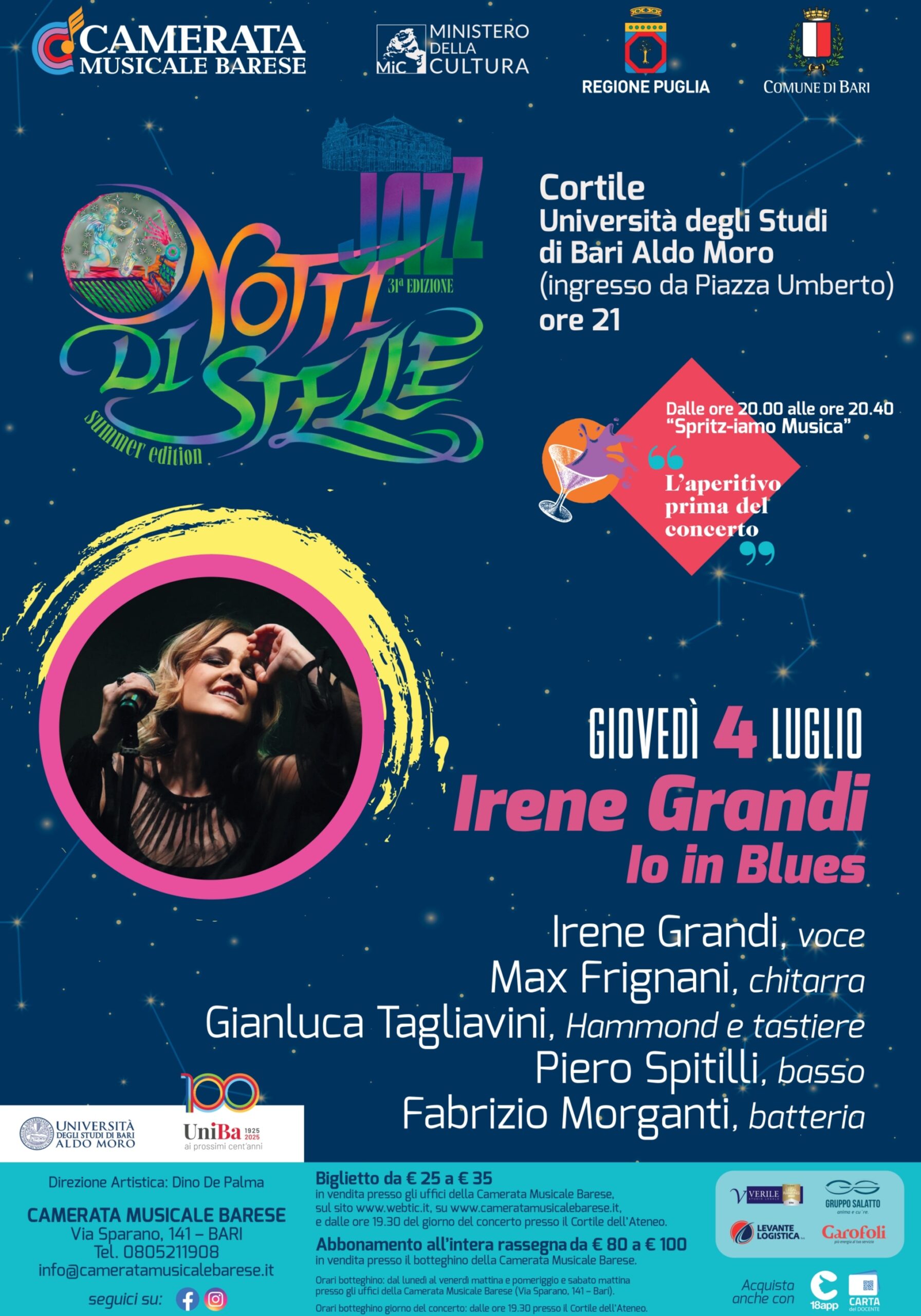 Bari: domani concerto di Irene Grandi Notti di stelle summer
