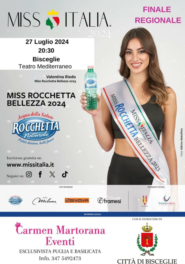 Miss Italia, a Bisceglie sarà eletta Miss Rocchetta Bellezza Puglia