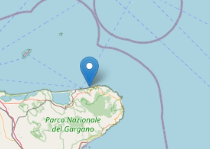Terremoto: lieve scossa nel mare del Gargano Magnitudo 2,3 registrata alle 2,49