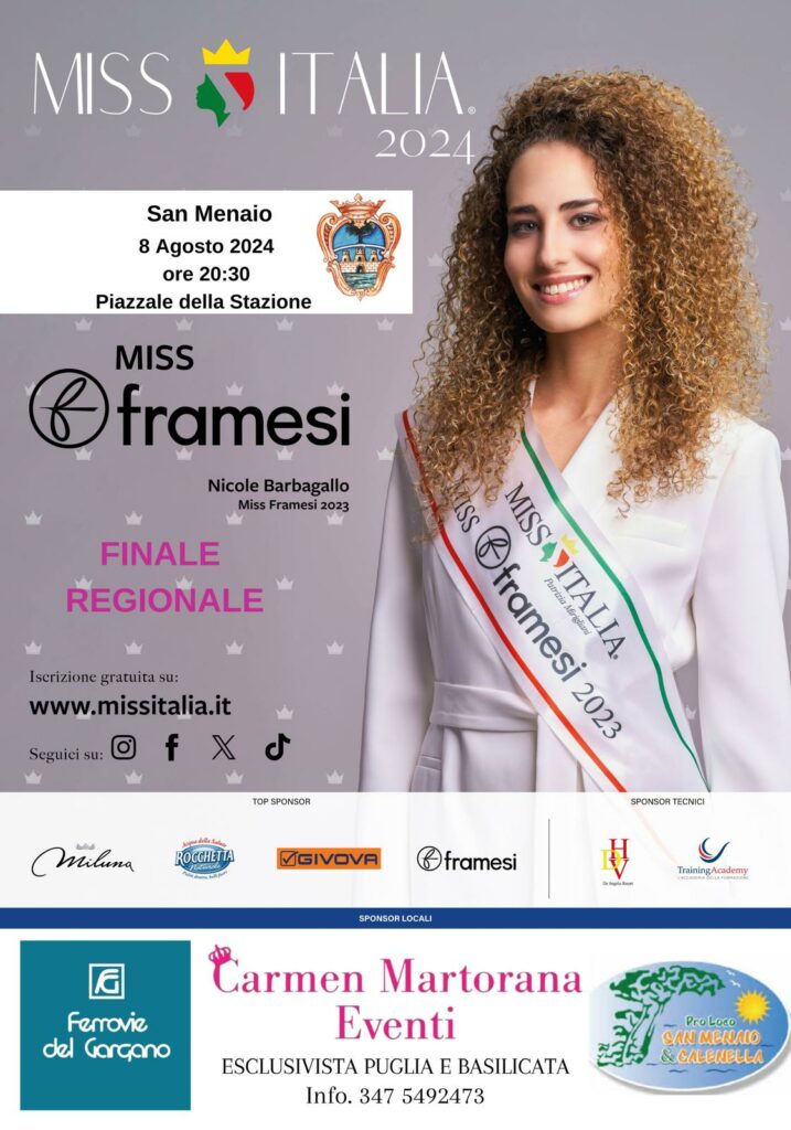 Miss Italia, a San Menaio sarà eletta Miss Framesi