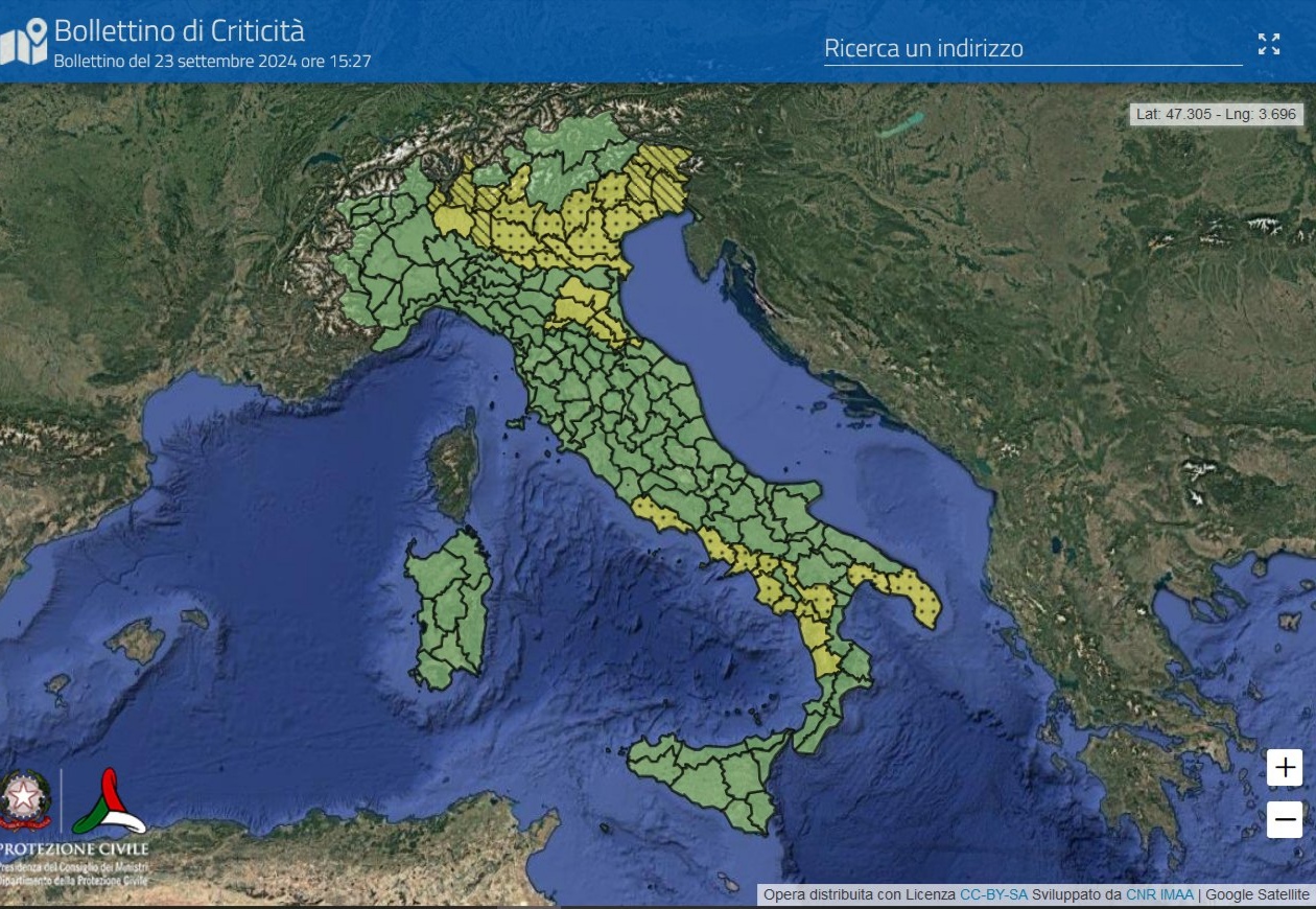 Tarantino e Salento tra le zone d’Italia oggi in allerta per temporali Protezione civile, previsioni meteo