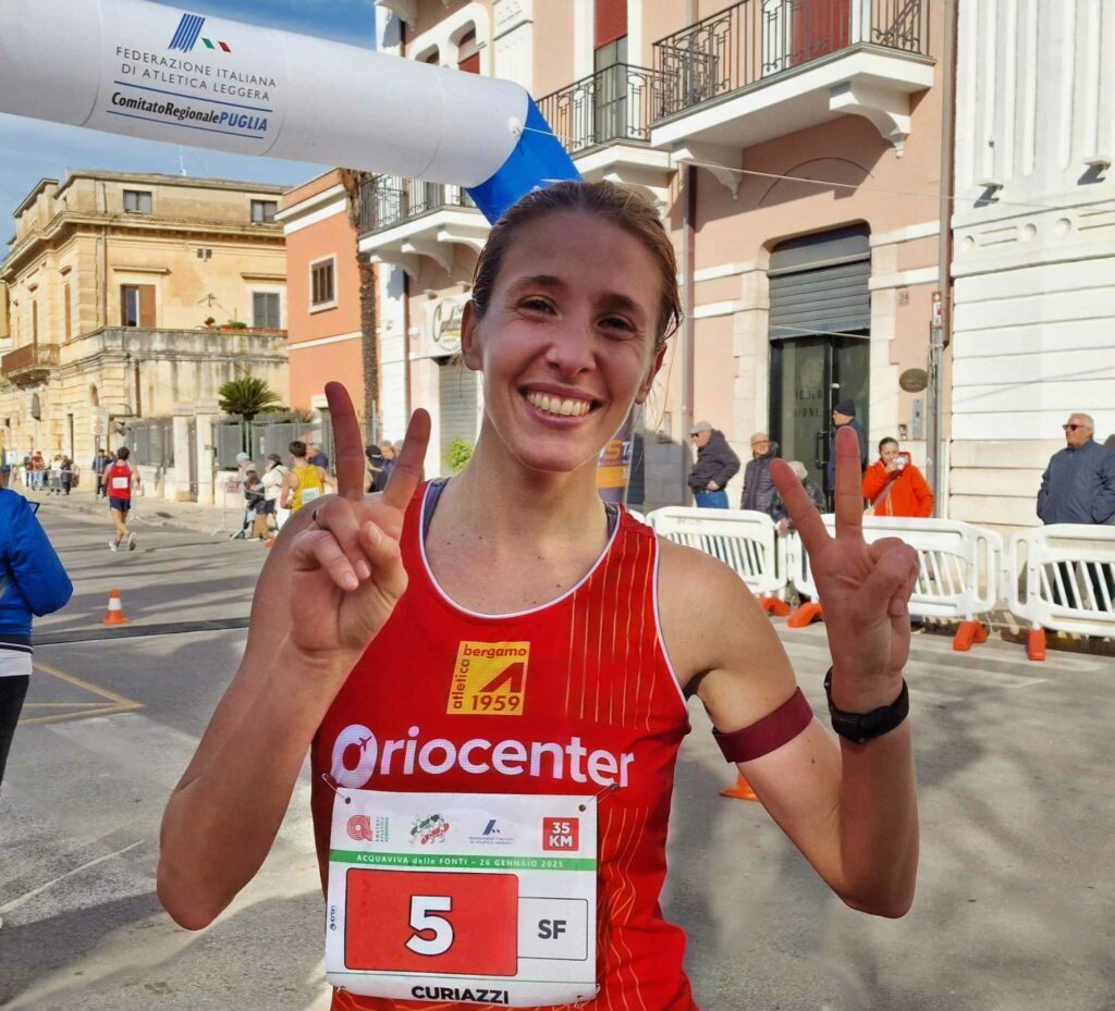 Federica Curiazzi, vincitrice Campionati Italiani Marcia 35 km ad Acquaviva delle Fonti