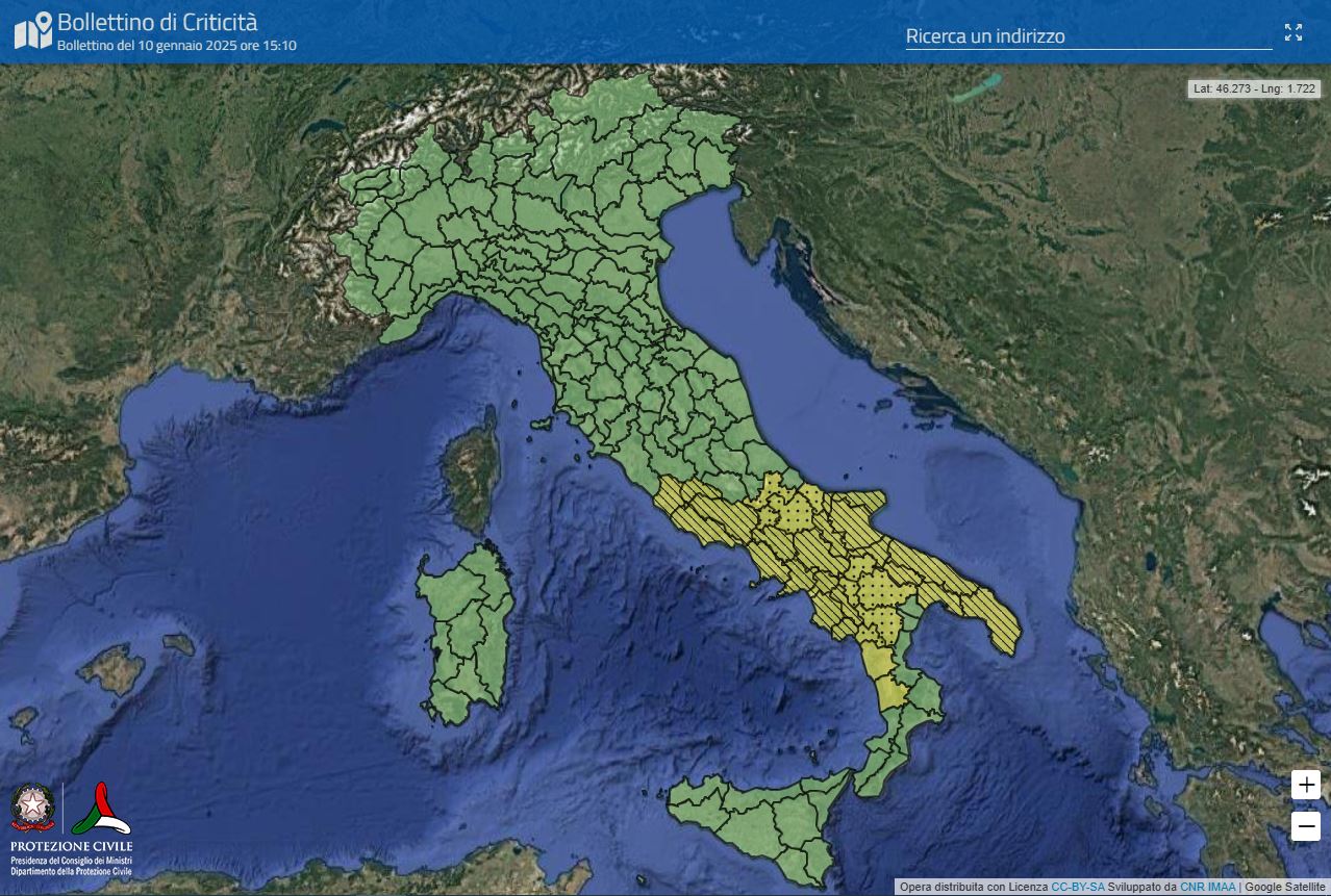 La Puglia fra le regioni oggi in allerta per temporali Protezione civile, previsioni meteo