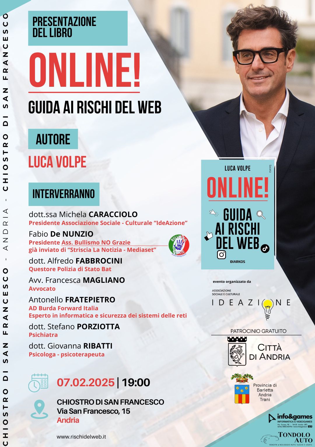 Andria: guida ai rischi del web, presentazione del libro Venerdì