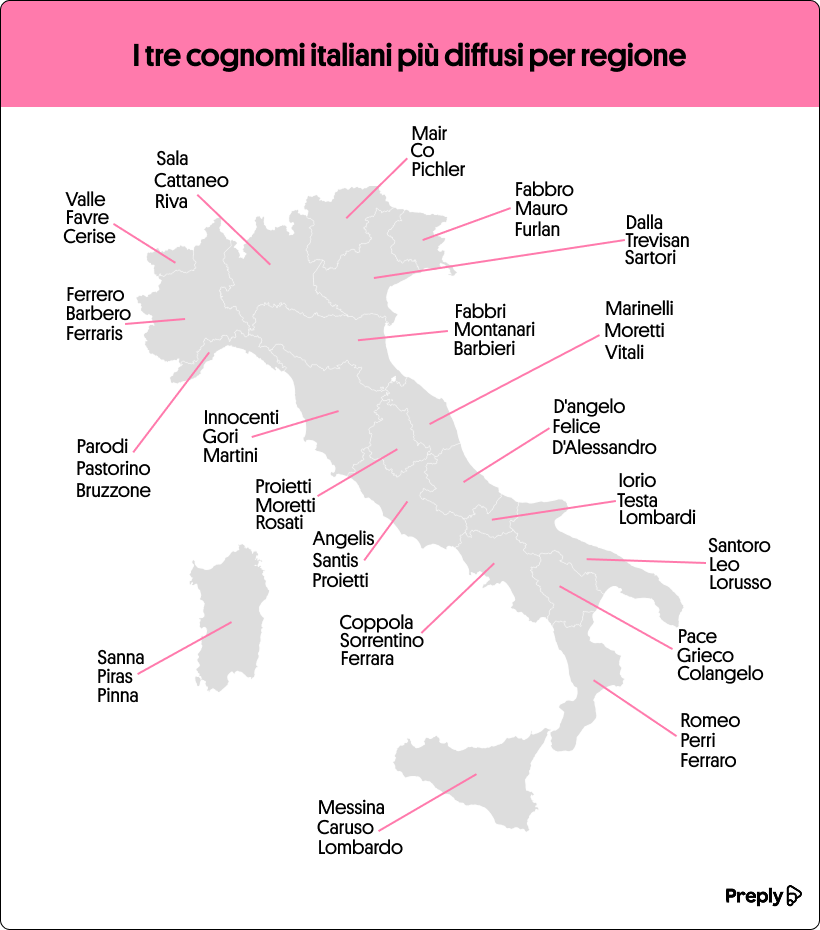 Immagine 2 I cognomi piu diffusi di ciascuna regione